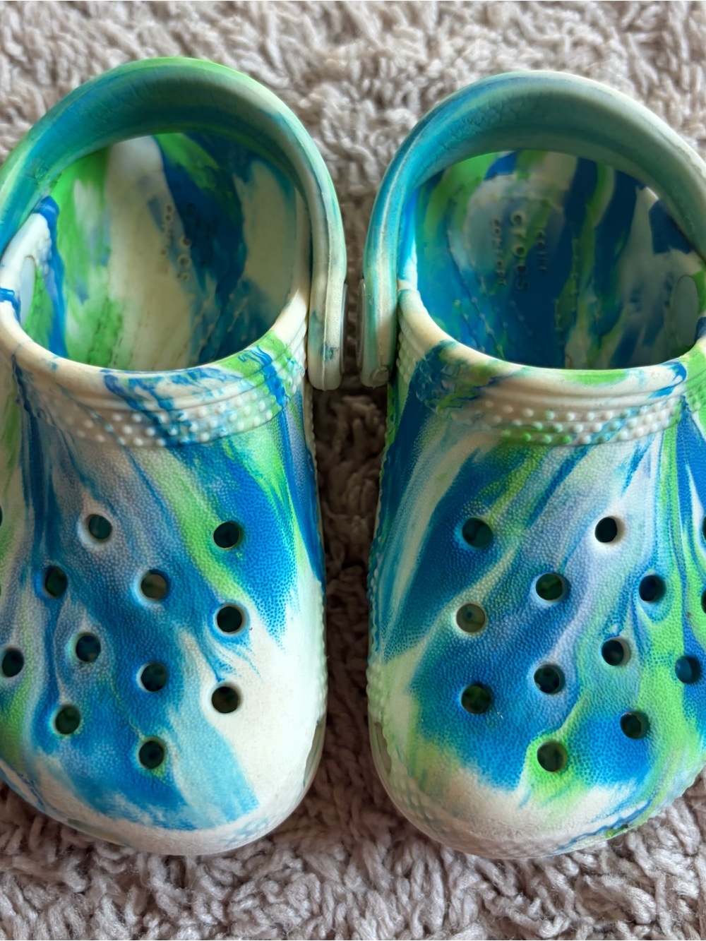 Crocs Classic Clog Toddler C5 Blue Green Marble Tie Dye